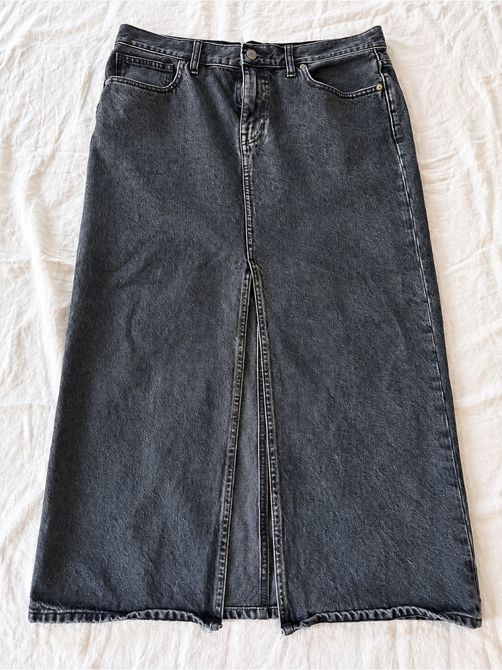 Madewell Black Wash Denim Maxi Skirt Size 29